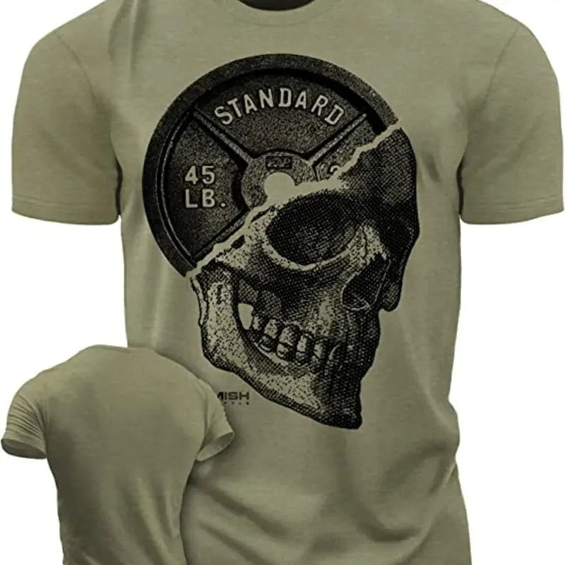 051. SkullPlate Funny Motivational Workout Gym T-Shirts