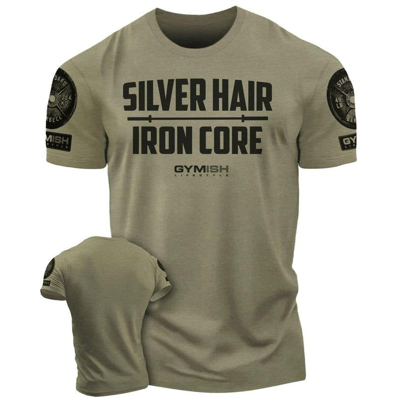 083. Silver Hair Iron Core Funny Workout Gym T-Shirts