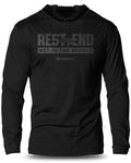 087. Rest End Lightweight Workout Long Sleeve Hooded Gym Soft Cotton Menswear T-Shirts