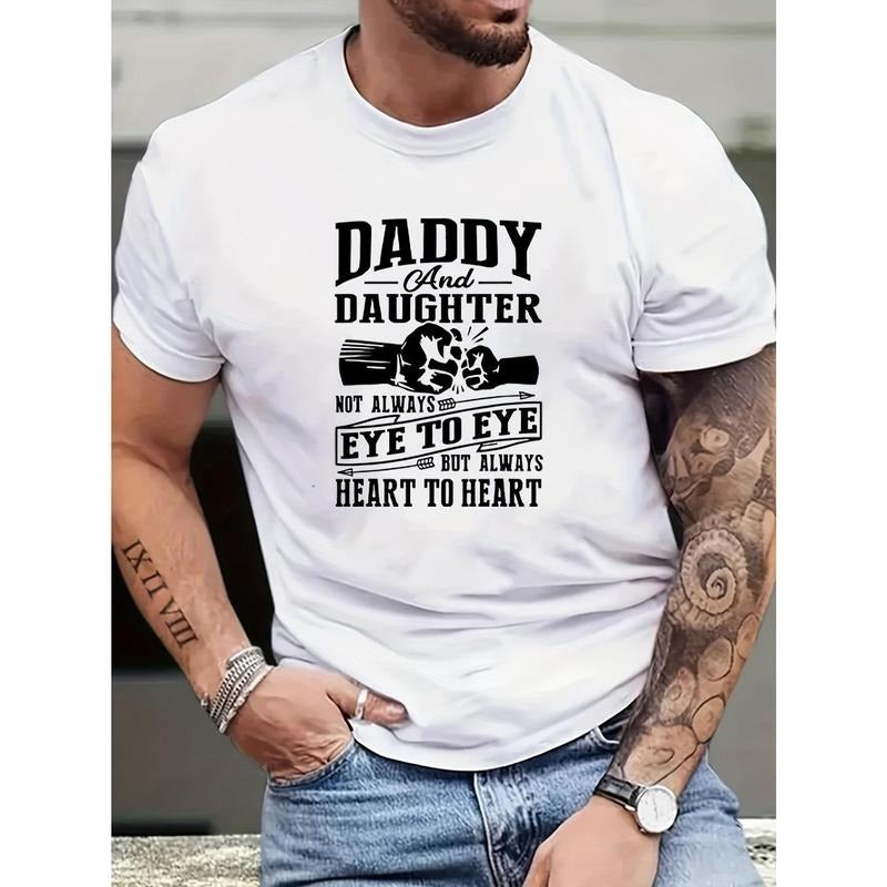 1 Pc 100% Cotton Crew Neck Daddy Daughter Print Summer Short Sleeve Sports Comfortable Versatile Made USA T-Shirts