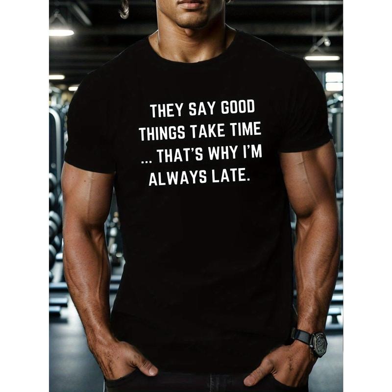 1 Pc 100% Cotton THEY SAY GOOD... Letter Print Cotton Crew Neck Causal Comfortable Fit Casual Made USA T-Shirts