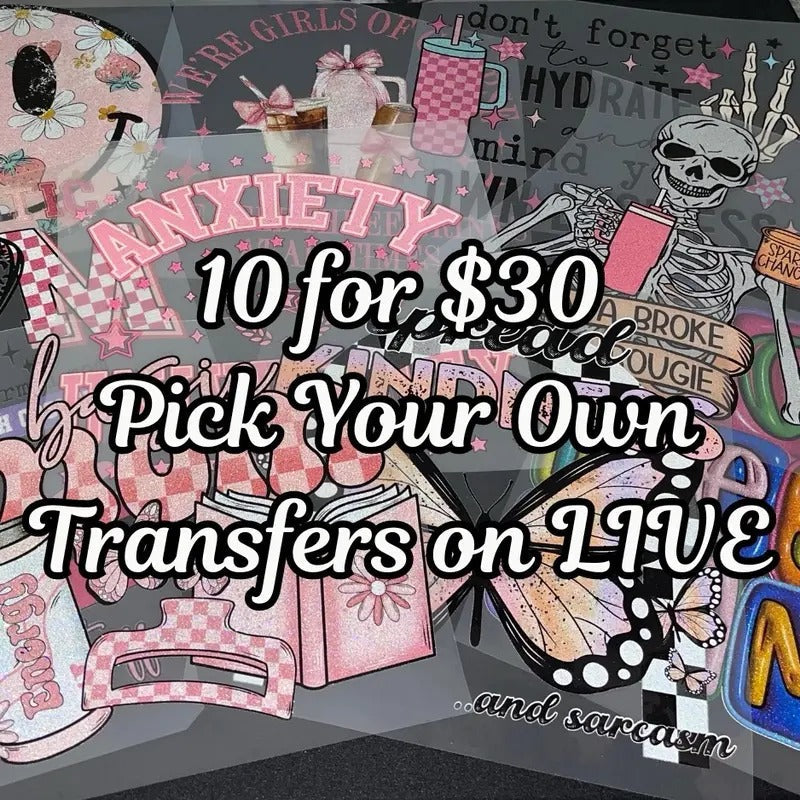 10 $30 CLEAR FILM SCREEN PRINT TRANSFERS T-Shirts