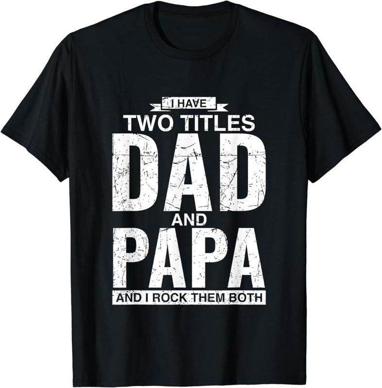 [100% Cotton] Cool Dad Papa Double Title Rocking Awesome Fathers T-Shirts