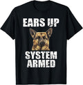 [100% Cotton] German Shepherd Shirt Ears Up System Armed Shirt Funny T-Shirts