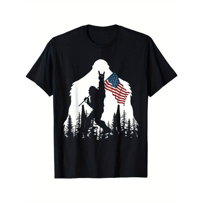 [100% Cotton] High Quality Funny American Flag Sasquatch Believers T-Shirts