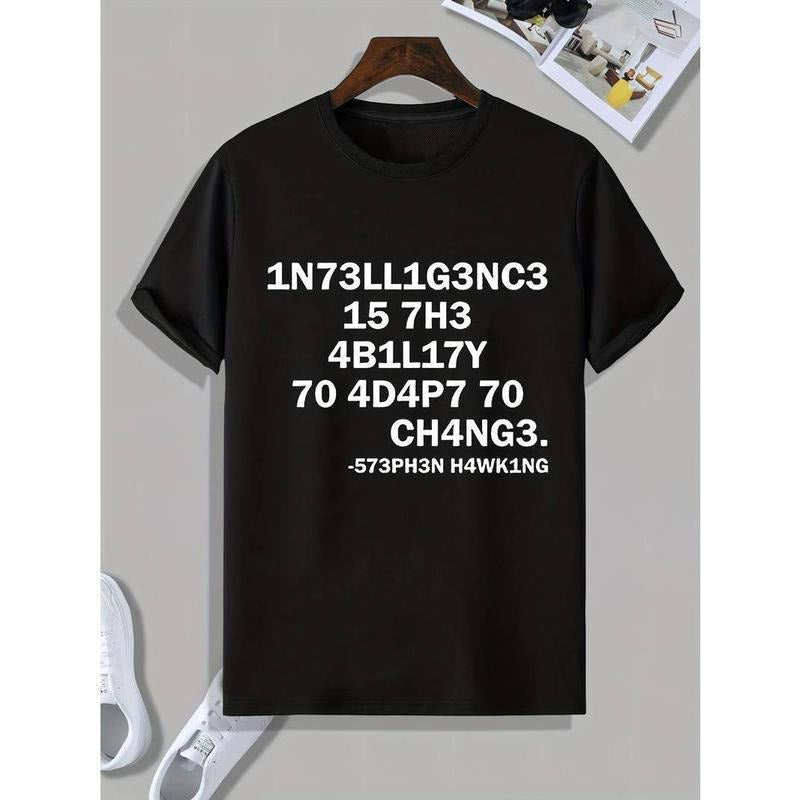 [100% Cotton] Letter Number Print Short Sleeve Round Neck Casual Regular Fit Loungewear Pajama Top Summer T-Shirts