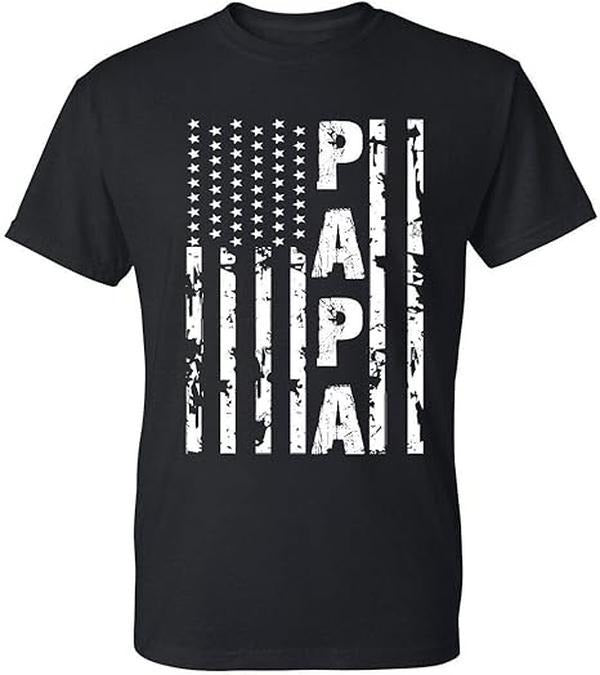 [100% Cotton] Papa Vintage American Flag T-Shirts