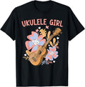 [100% Cotton] Ukulele Girl Flowers T-Shirts