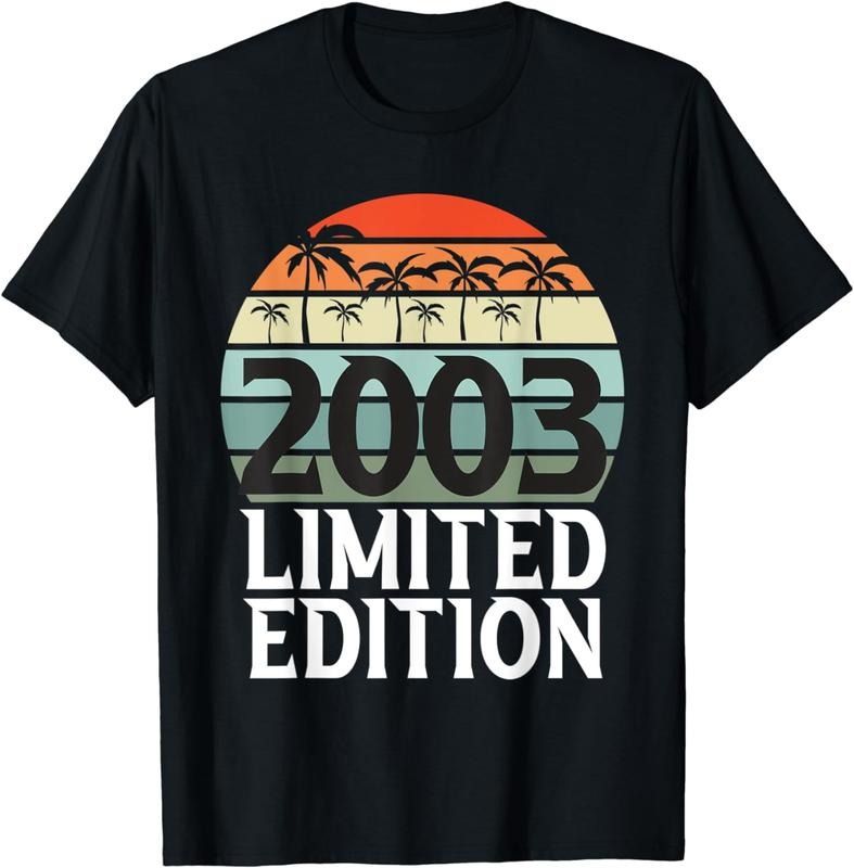 [100% Cotton] Vintage 2003 Limited 2003 Year Birth Breathable Casual T-Shirts