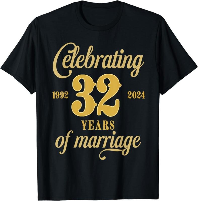 [100% Cotton]32 Years Marriage 1992 Couple 32nd Wedding Anniversary T-Shirts