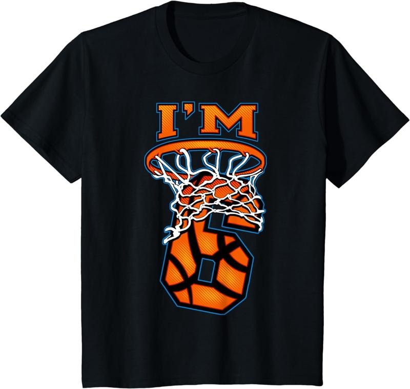 [100% Cotton]6th Basketball I'M 6 Boy Girl 6th T-Shirts