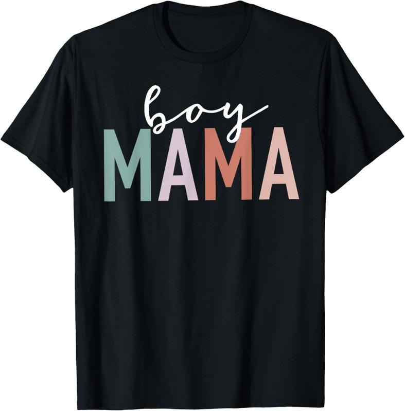 100% Cotton Boy Mama Mother Mom Leopard Print T-Shirts