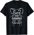 100% Cotton Cats Gaming Funny Cat Lover Gaming Gamer T-Shirts