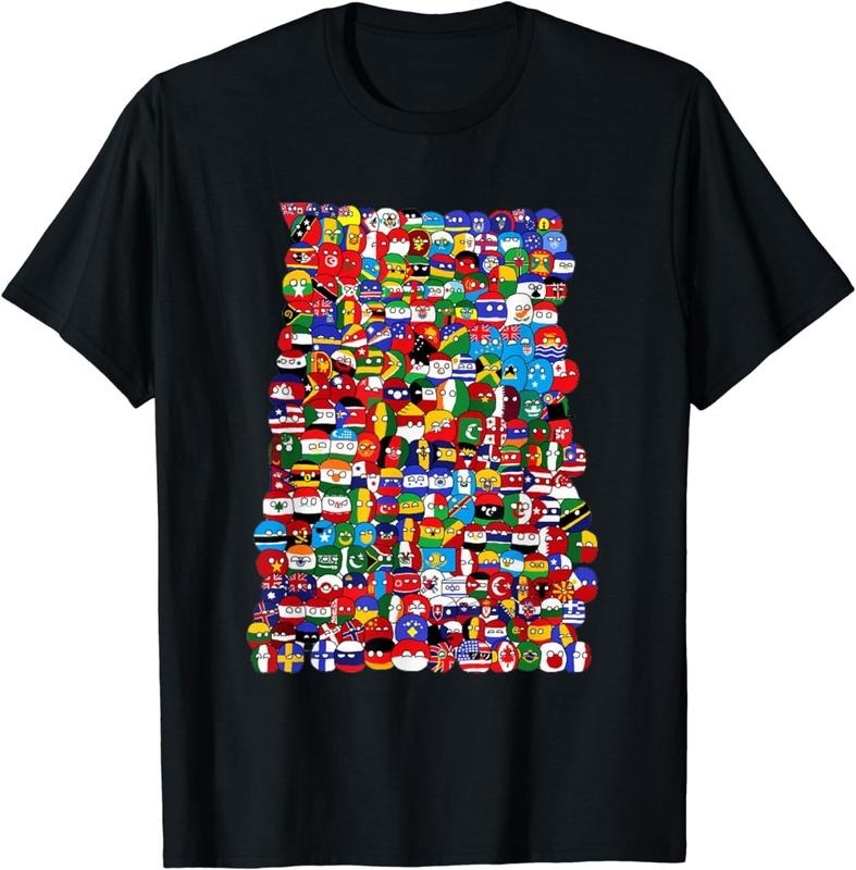 [100% Cotton]Countryballs World Flags T-Shirts