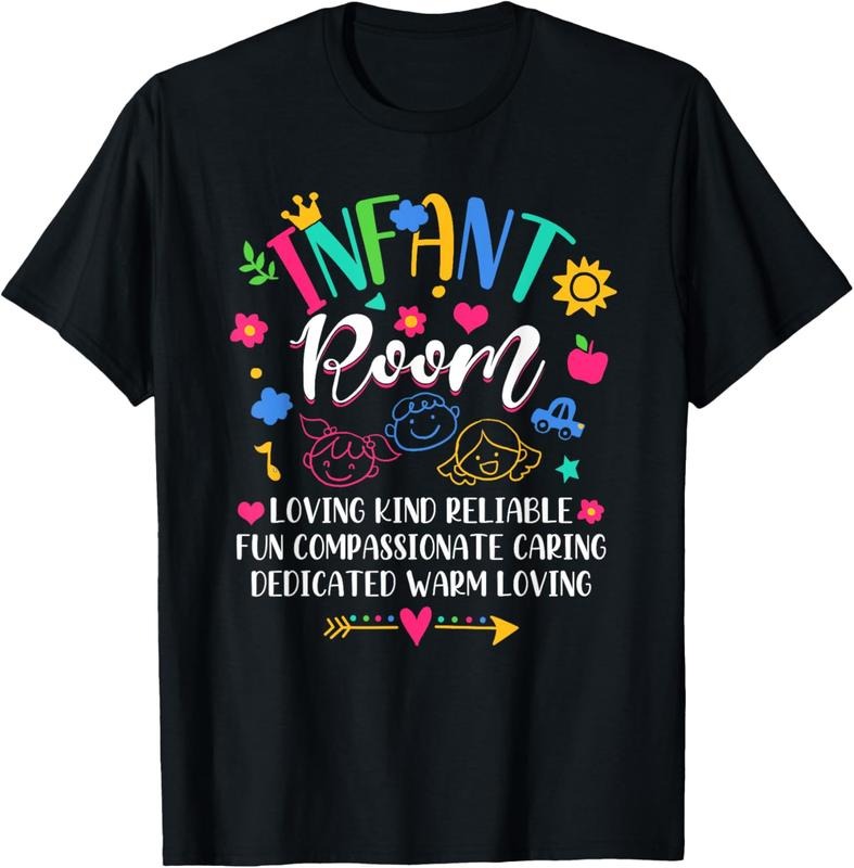 100% Cotton Daycare Provider Loving Kind Reliable Room Teacher T-Shirts