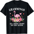 [100% Cotton]Flamingo Grammingo Like Normal Grammy Funny Grandma Printed T-Shirts