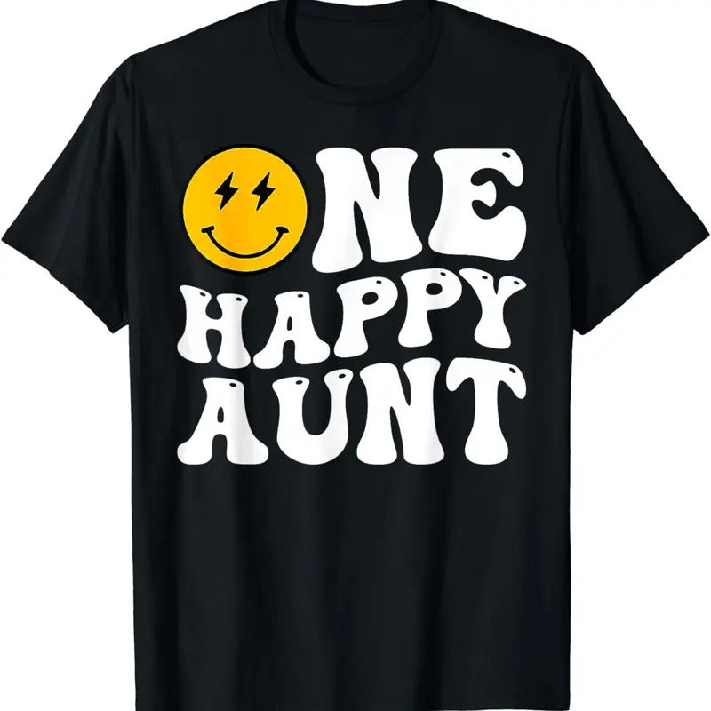 [100% Cotton]Groovy One Happy Dude Aunt 1st Family Matching T-Shirts