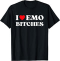 [100% Cotton]I Heart Emo Bitches Funny Quote Red Heart Emo Girl T-Shirts