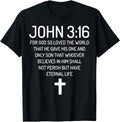 [100% Cotton]John 3:16 Bible Verse Scripture Christian God Loves T-Shirts