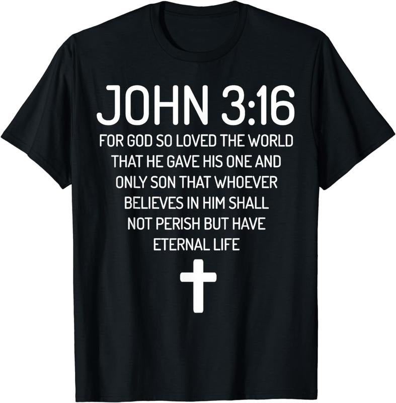 [100% Cotton]John 3:16 Bible Verse Scripture Christian God Loves T-Shirts