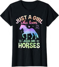100% Cotton Just Girl Who Loves Jesus Horses T-Shirts