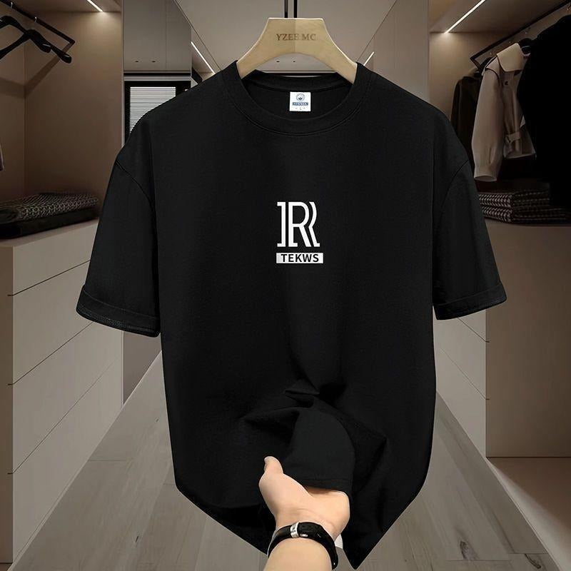 100% Cotton Summer Short Sleeve Large Size Crew Neck Casual Loose All Matching Menstyle{N002}2 T-Shirts