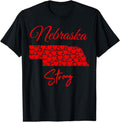 [100% Cotton] Nebraska Strong Red Hearts Map Shirt T-Shirts