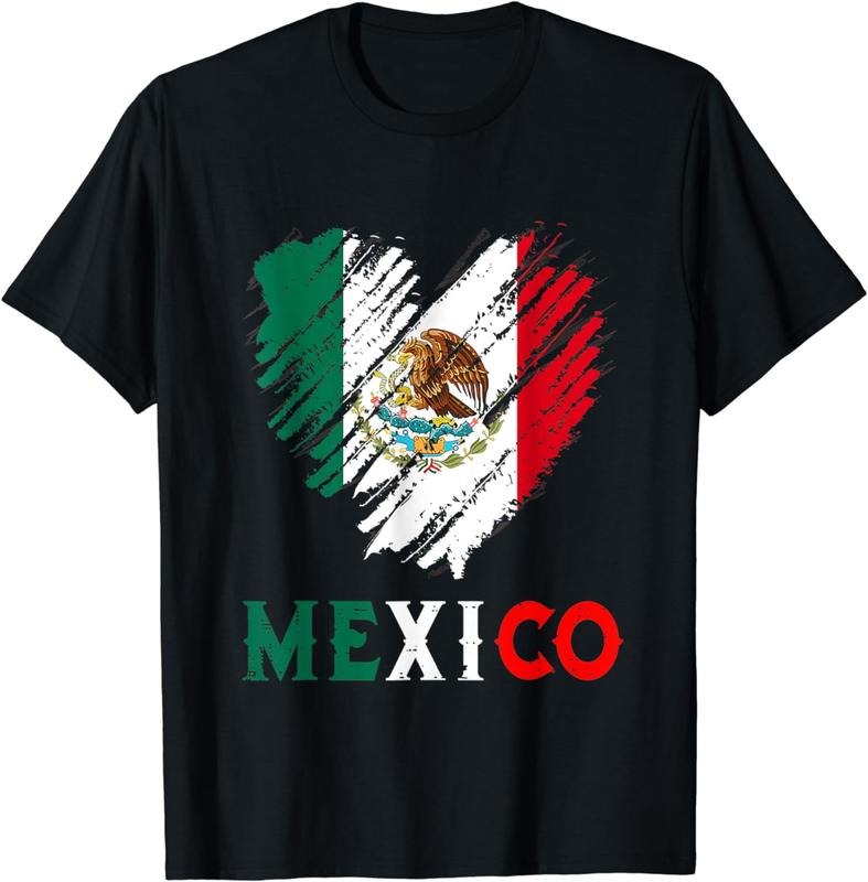 [100% Cotton]Mexico City Mexican Flag Heart Viva Mexico Independence Day T-Shirts