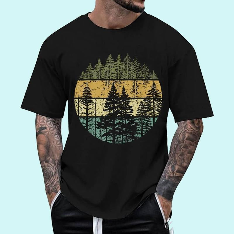 [100% Cotton Shirt] Retro Forest Trees Outdoors Nature Vintage T-Shirts