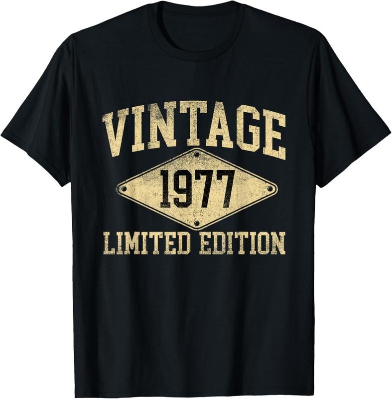 100% Cotton Vintage 1977 Limited Year Birth T-Shirts
