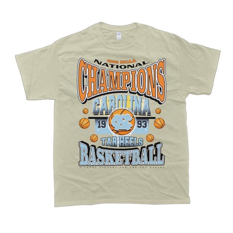 1993 Carolina Tar Heels Basketball Champions Vintage NCAA Sports Retro College National Championship Shirt Classic Menswear T-Shirts