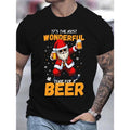 1pc Santa 3D Print Casual Round Neck Short Sleeve Polyester Knit Fabric Festive Top Summer Season Made USA T-Shirts
