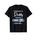 1pc "Promoted Daddy Again 2025" 100% Cotton Crew Neck Casual Slight Stretch Geometric Pattern Sports & Outdoors Regular Fit Black S XXXL Made USA T-Shirts
