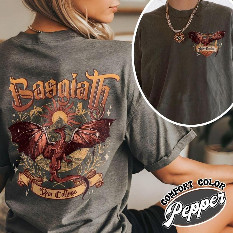 2 Side Basgiath War College Dragon Rider Shirt Iron Flame Basgiath War College Basgiath War College 2 Sided Basgiath Dragon T-Shirts