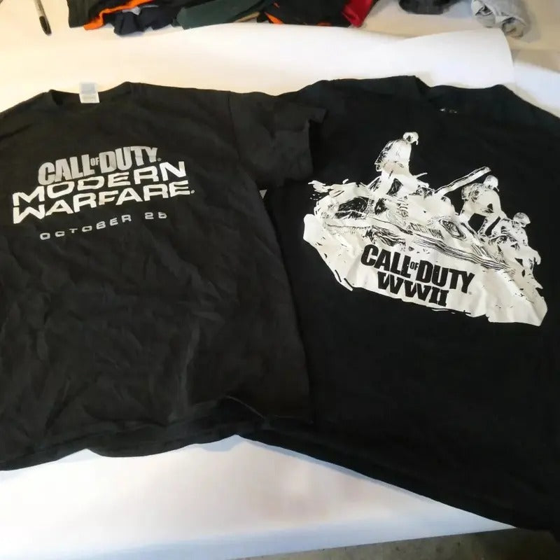 2 Sides Call Duty Modern Warefare Adn WWII Made Using 100% Us Cotton & Printed USA Menswear T-Shirts