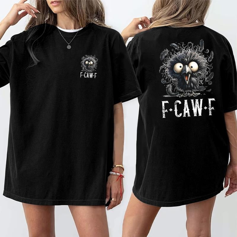 [2 Sides]Fcawf Crow Shirt Funny Crow Meme Fcawf Halloween T-Shirts