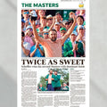 2024 Masters Champion Scottie Scheffler 'TWICE AS SWEET' Framed Front Page Newspaper Golf Him T-Shirts