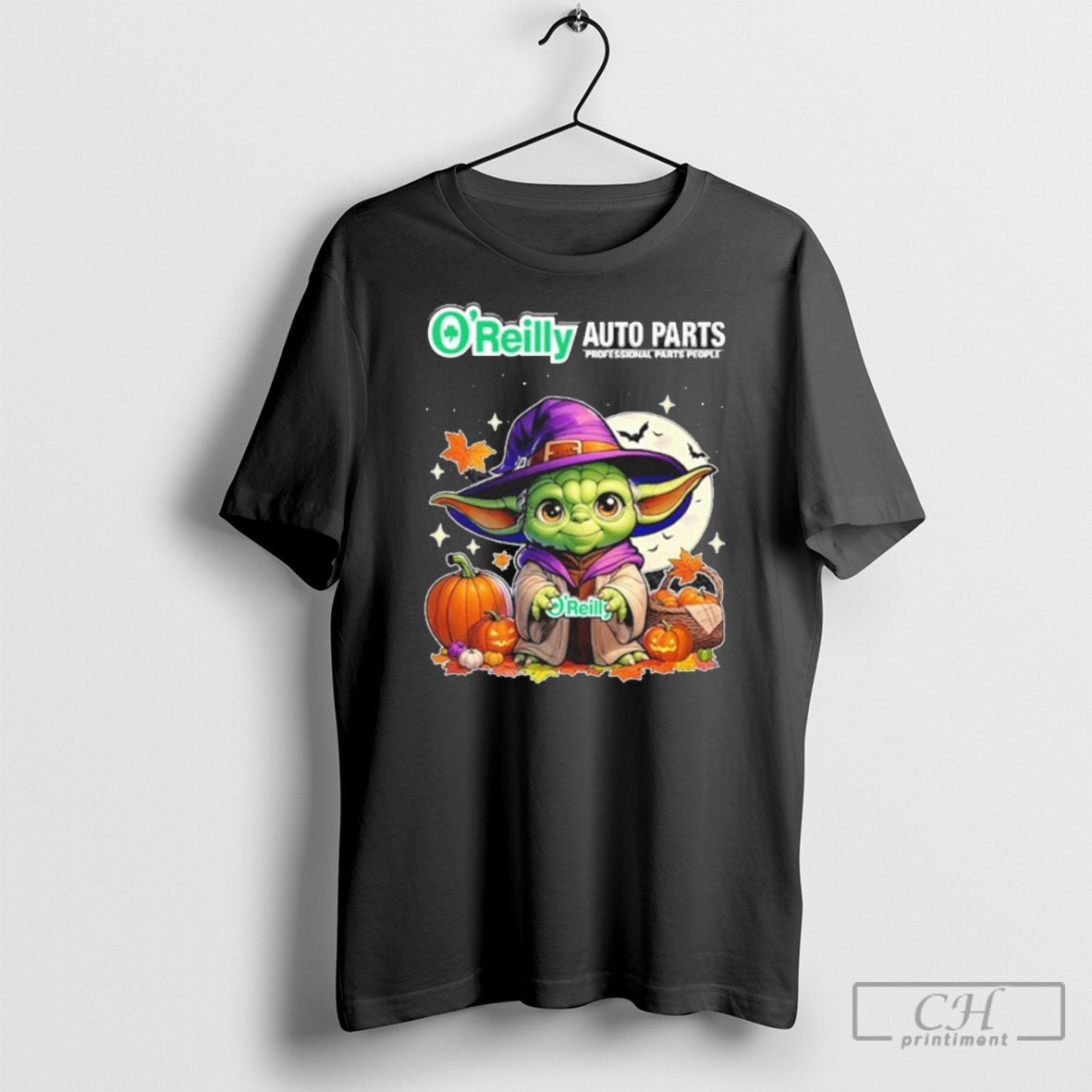 2025 Oreilly Logo Baby Yoda With Pumpkin Halloween Shirt Tee