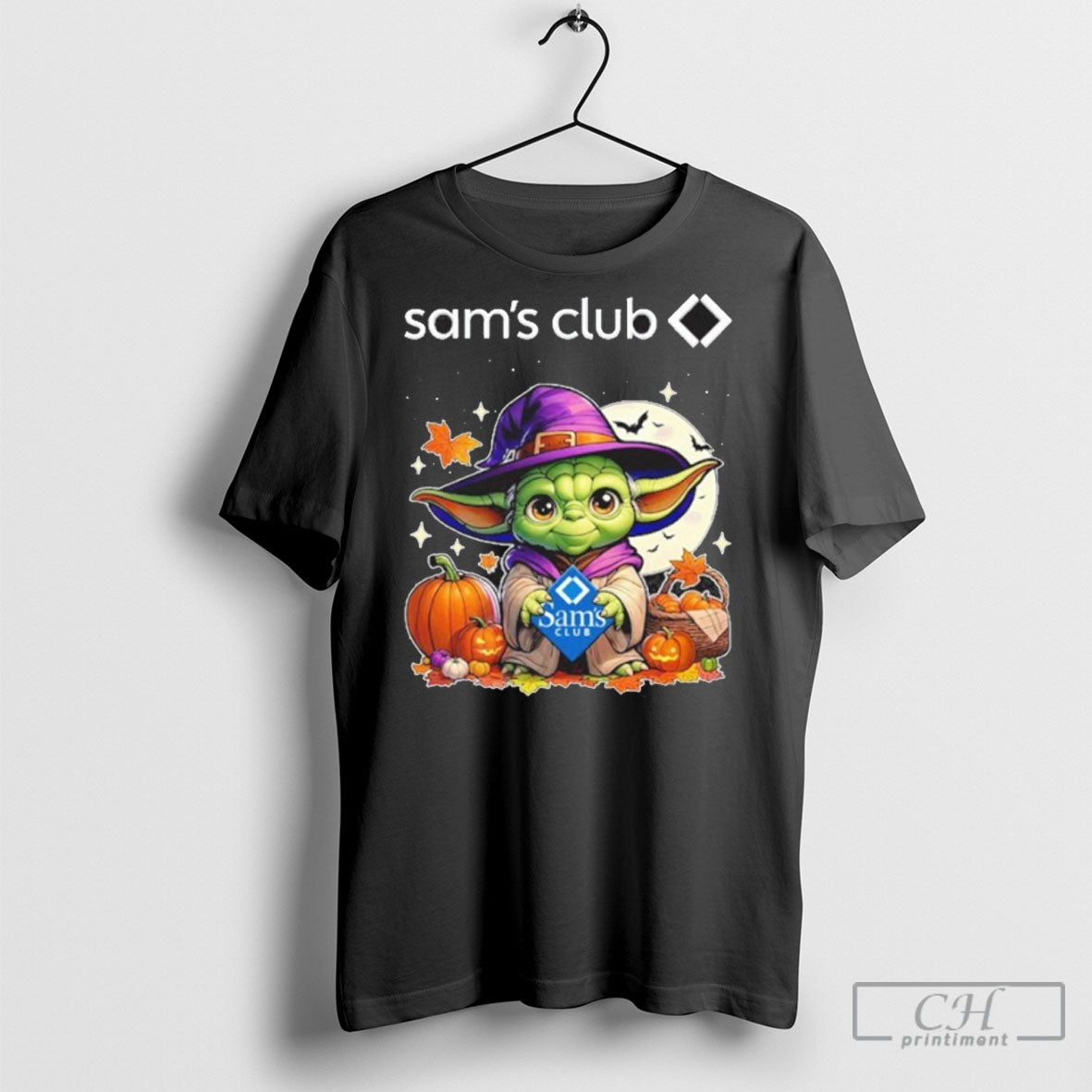 2025 Sams Club Logo Baby Yoda With Pumpkin Halloween Shirt Tee