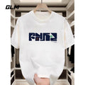 2025 Summer Cotton Letter Print Short Sleeve Loose Fit Versatile Crew Neck Short Sleeve T-Shirts