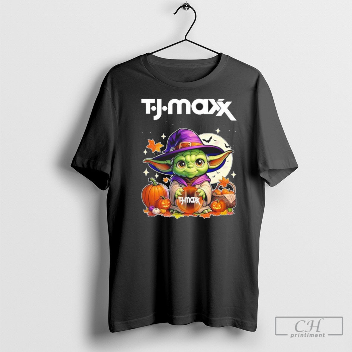 2025 Tj Maxx Logo Baby Yoda With Pumpkin Halloween Shirt Tee