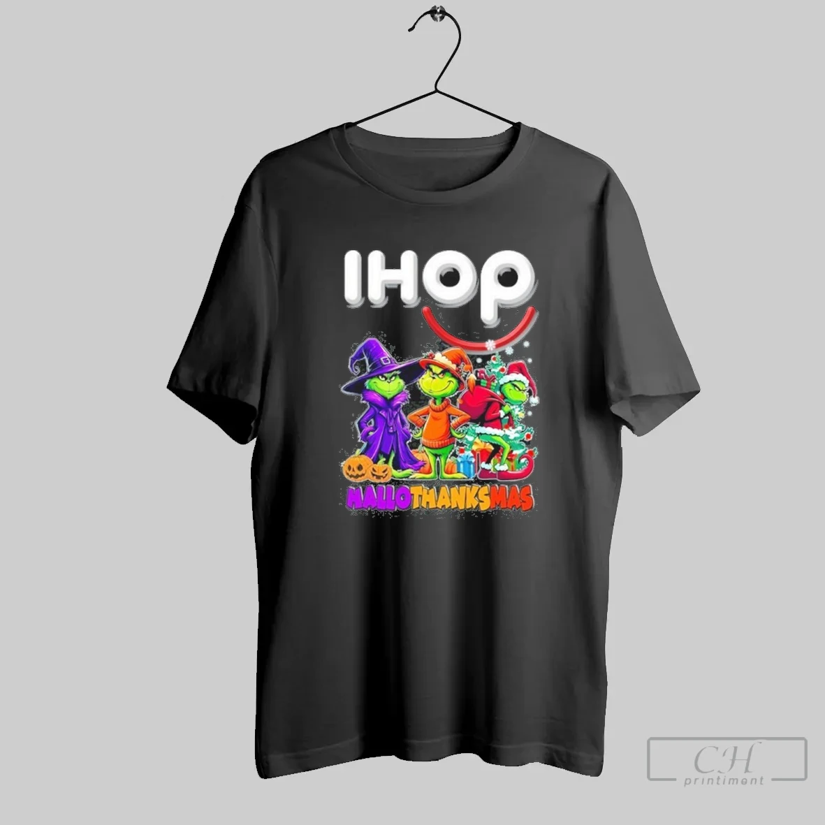 2025 The Grinch Ihop Logo Hallothanksmas T Shirt