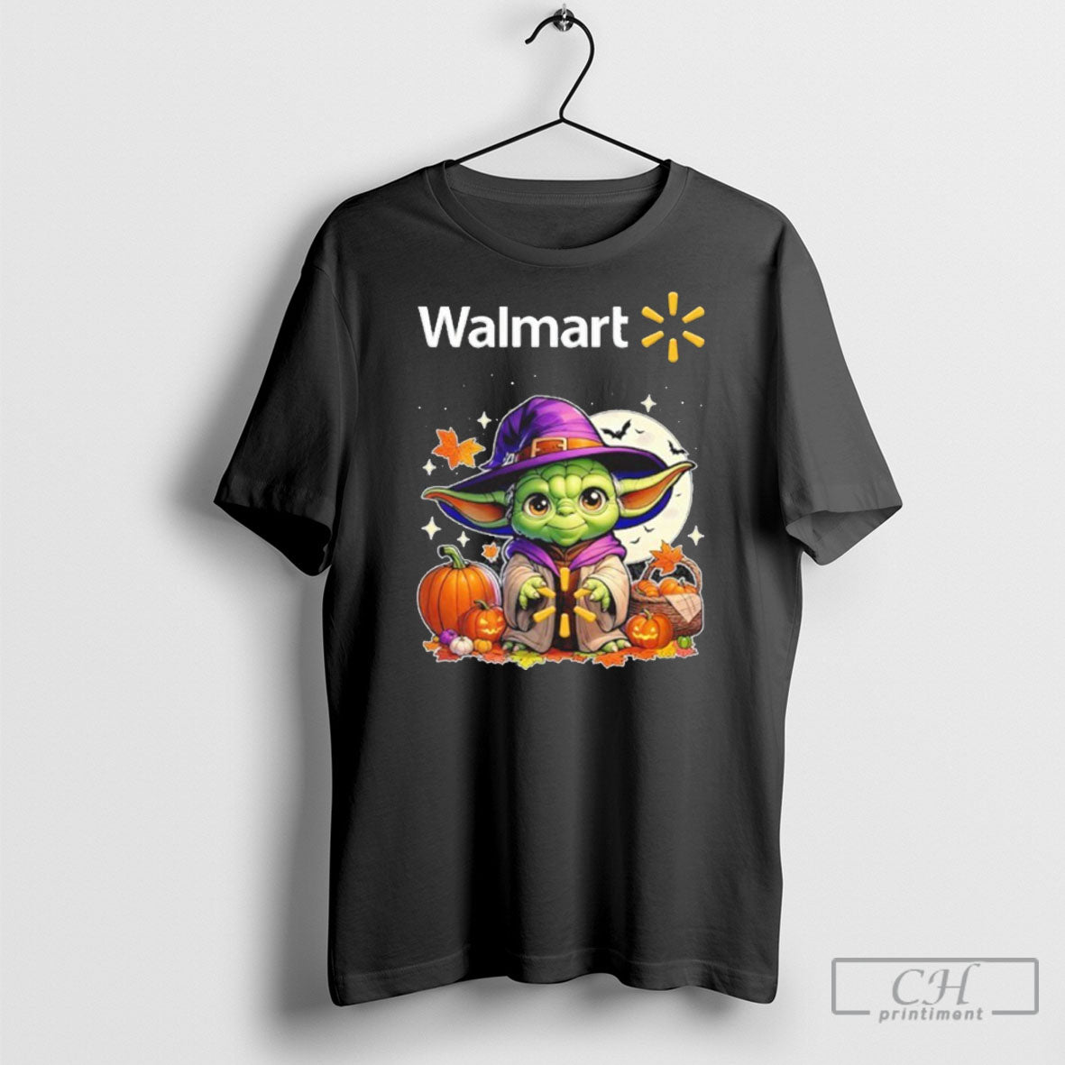 2025 Walmart Logo Baby Yoda With Pumpkin Halloween Shirt Tee