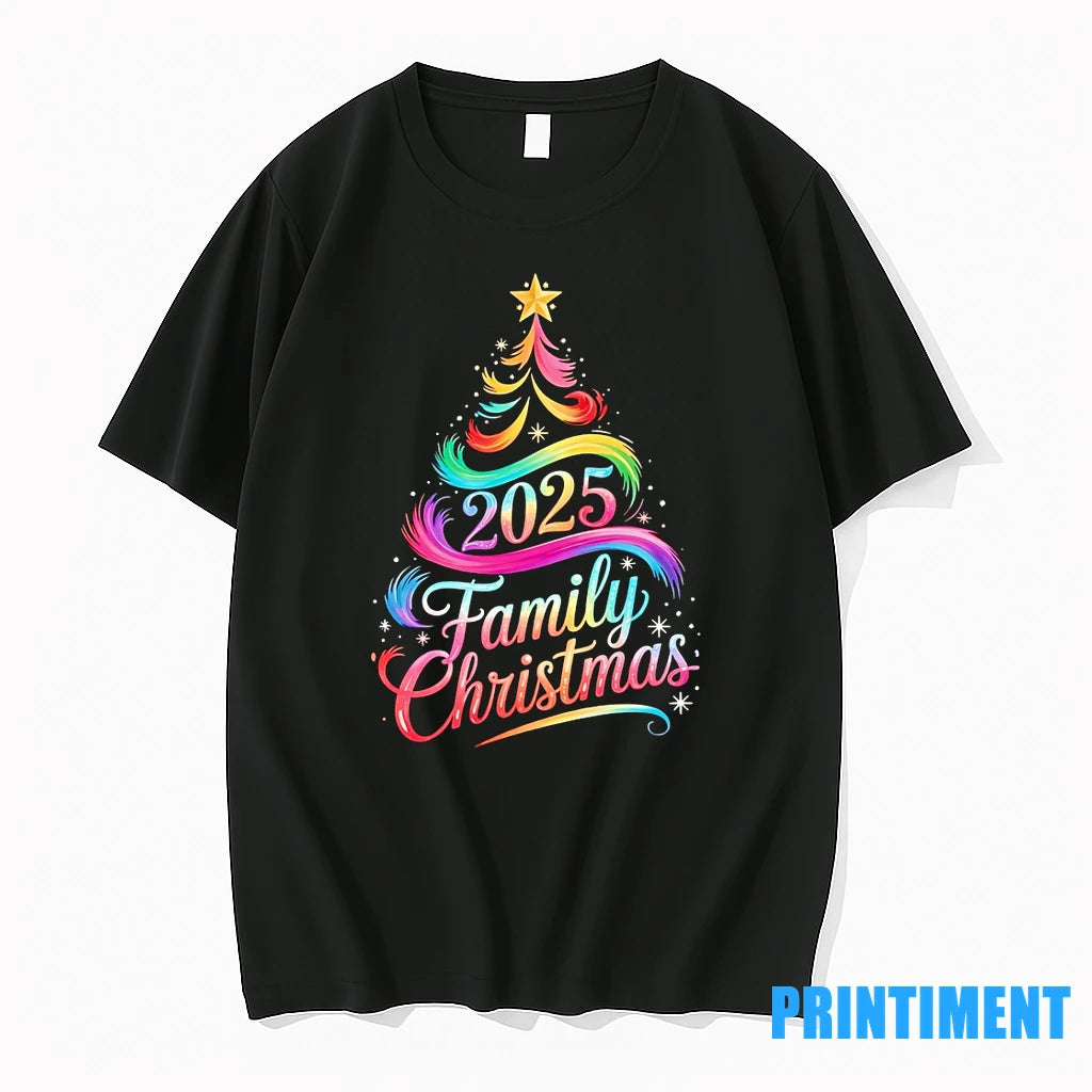 2025 Family Christmas Tree Rainbow Lights Tshirts Sweater