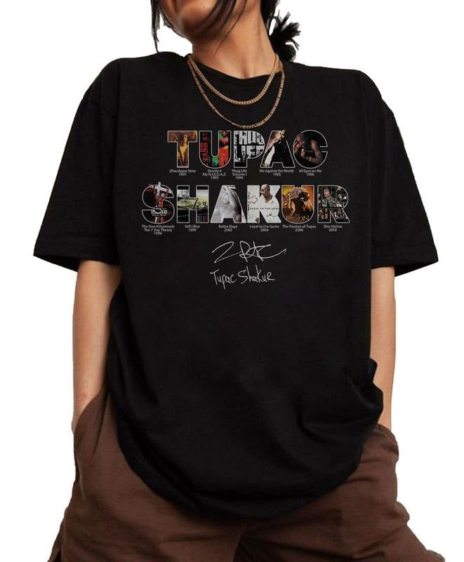 2Pac Album Shirt 2PAC Rapper Hip Hop Legends Pioneers Fan 90s Hip Hop T-Shirts