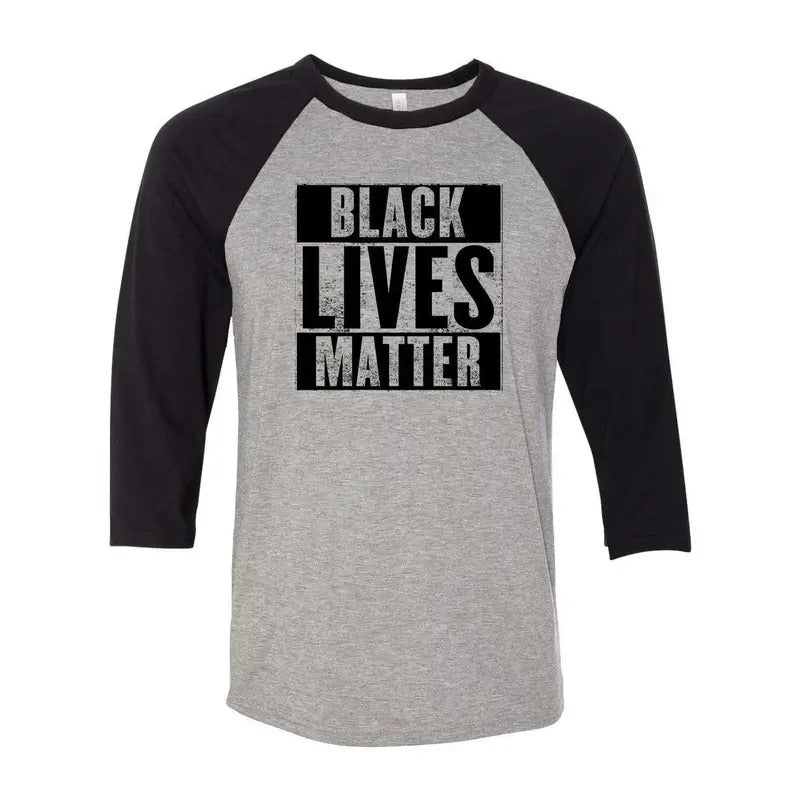 Black Lives Matter 3 4 Sleeve Baseball Casual T-Shirts