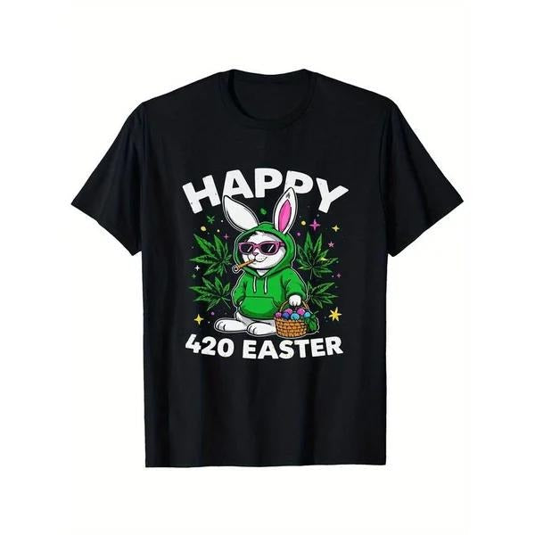 420 Easter Bunny Stoner Bunny Weed Cotton Knit Classic Perfect Smoker T-Shirts