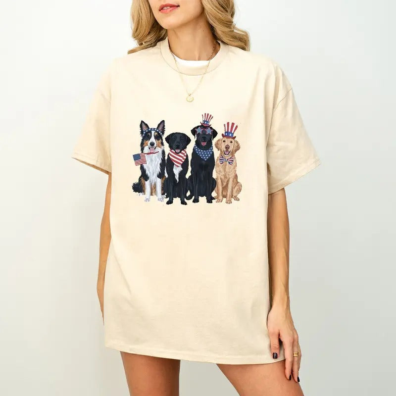 4th July Dog Shirt Dog Lover Fourth July Dog Independence Day Shirt Patriotic Shirt Dog Mom Shirt USA Flag Shirts T-Shirts