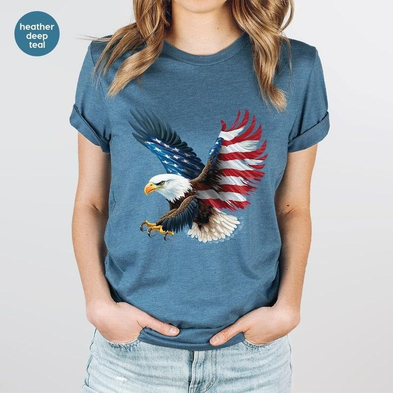 4th July Shirt Patriotic USA Flag American Eagle Him Patriotic Freedom T-Shirts