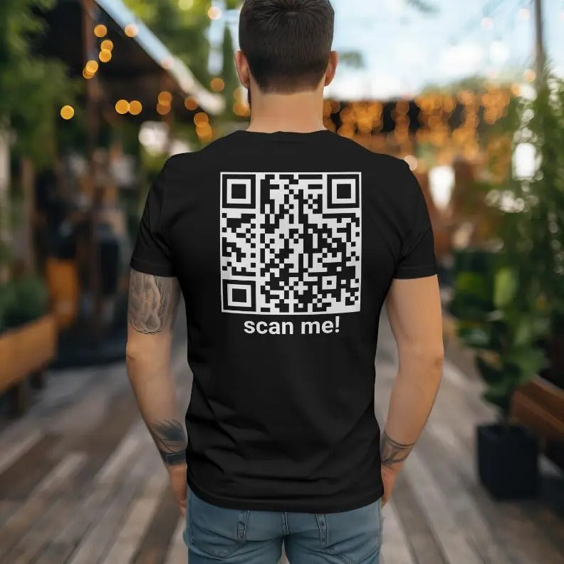 QR Code Black "What Ever You Want Say" 50 50 Cotton Blend T-Shirts